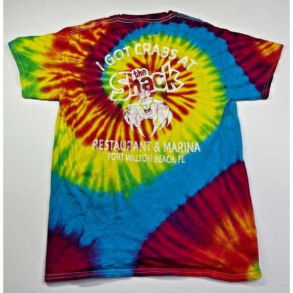The Shack "I got crabs at" Fort Walton Beach FL T-Shirt Medium Tie Dye - Picture 3 of 9